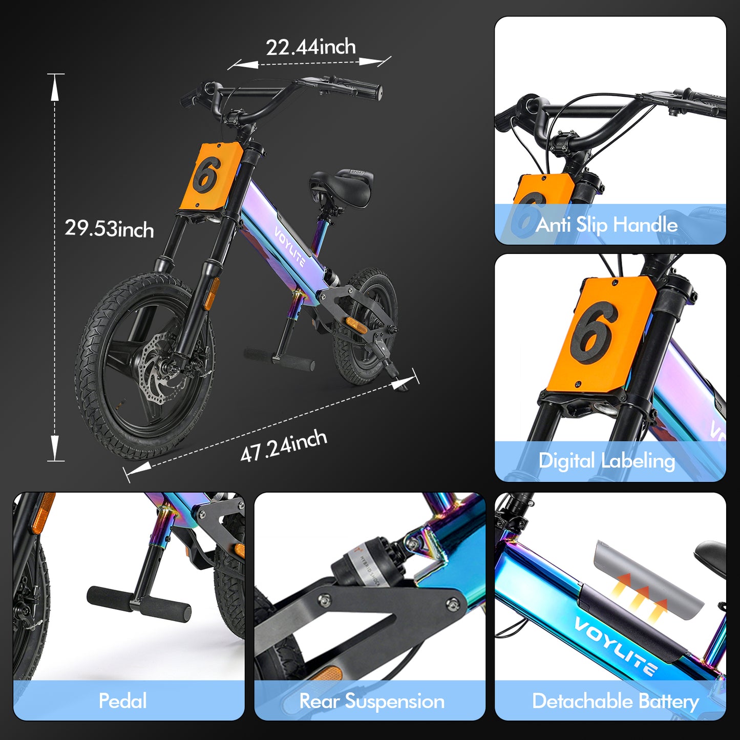 Voylite C1X Electric Balance Bike for Kids Ages 4-10 (USA Available)